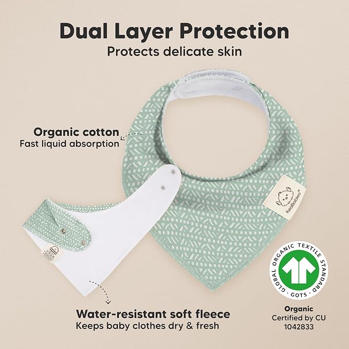 KeaBabies 8-Pack Organic Baby Bandana Bibs for Boys, Girls - Super Absorbent Triangle Baby Bibs for Drooling and Teething Infant, 100% Cotton Extra Soft for Newborn, Infant 0-36 Months (Nordic)