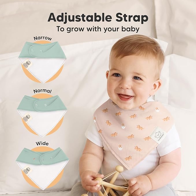 KeaBabies 8-Pack Organic Baby Bandana Bibs for Boys, Girls - Super Absorbent Triangle Baby Bibs for Drooling and Teething Infant, 100% Cotton Extra Soft for Newborn, Infant 0-36 Months (Roarsome)