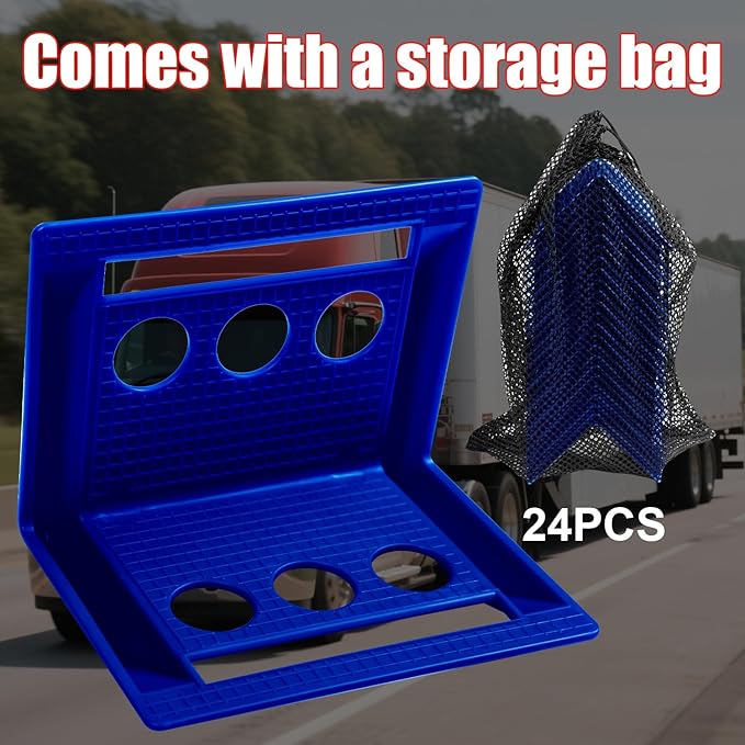 24-Pack 4" Flatbed Edge Protectors, Corner Protectors – Heavy-Duty Plastic Corner Guards for Flatbed Trailer Loads, Compatible with 4-Inch Ratchet & Winch Straps – Tie-Down Safety Accessories (BLUE)