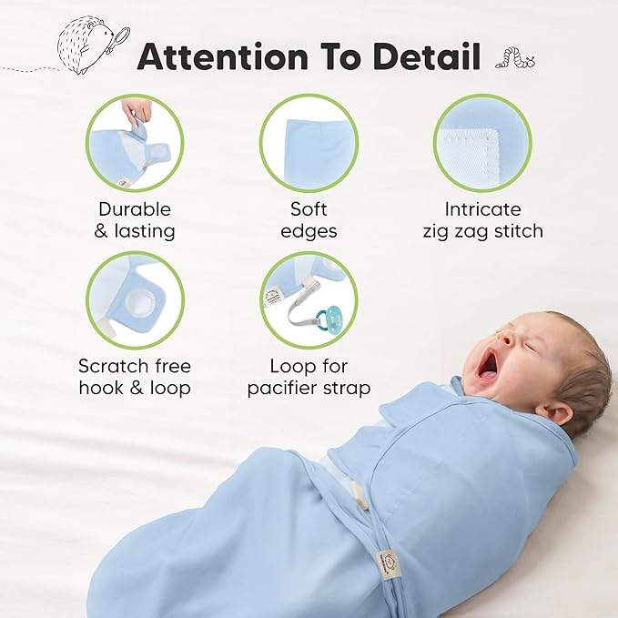 3-Pack Organic Baby Swaddle Sleep Sacks - Swaddles for Newborns, Infant 0-3 Months, Baby Girls, Boys, Soft & Snug Newborn Sleep Sack, Nursery Swaddling Blankets (ABC Land Cloud)
