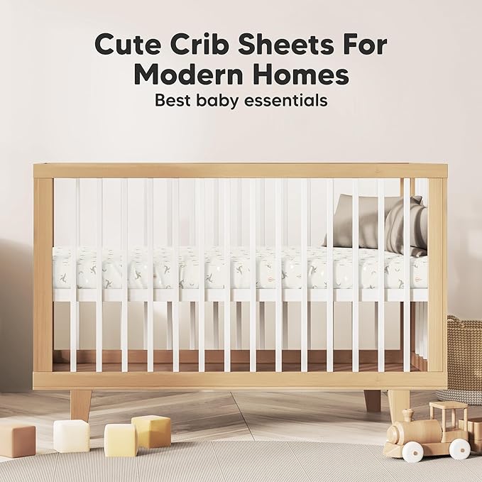 KeaBabies 2-Pack Organic Crib Sheets for Boys, Girls - 52x28 Fitted Crib Mattress Sheet Neutral, Breathable Jersey Cotton Cover for Baby Bed, Toddler Mattress, Soft & Cute Prints (Marine Muse)