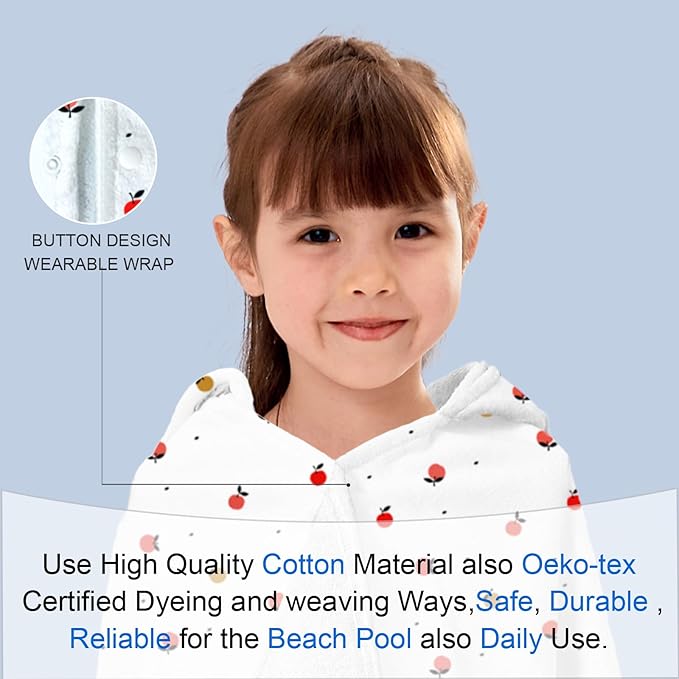VOOVA & MOVAS Kids Bath Towel with Hood (3-8 Years) – 100% Cotton Soft Absorbent Swim Towel (30"x50") – Perfect for Pool, Beach, Bath,Orange
