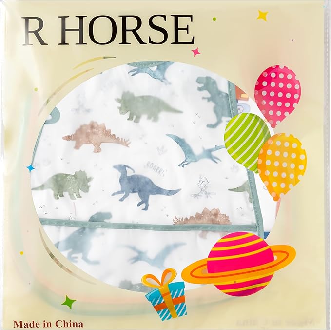 R HORSE 5Pcs Baby Bibs Set Toddler Bibs with Crumb Catcher Pocket & Snap Button Waterproof Baby Feeding Bibs for 6-24 Months