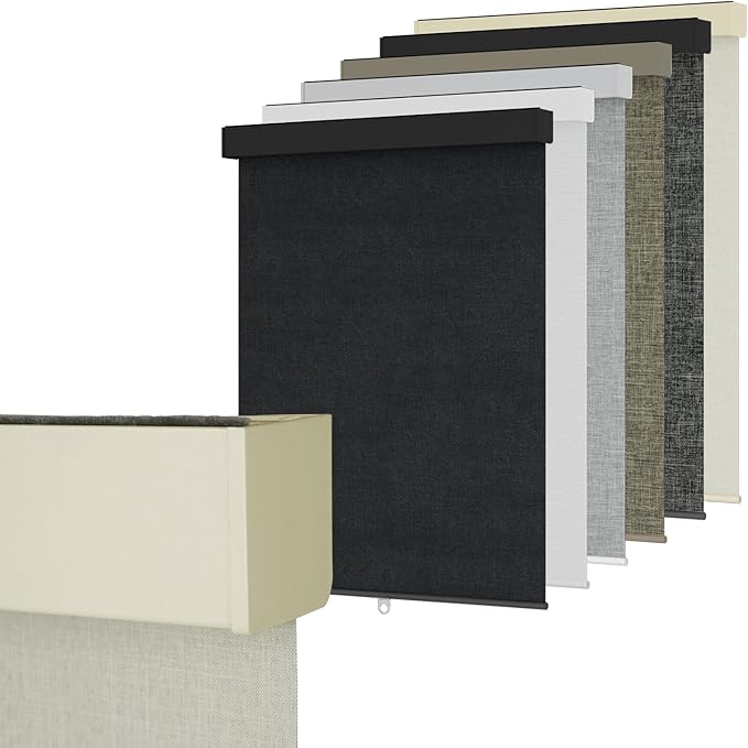 Blackout Roller Shades Blinds for Windows, Free-Stop Cordless Roller Shades with Valance, Thermal Insulated Fabric Window Blinds UV Protection for Home, Bedroom, Beige, 51" W x 72" H