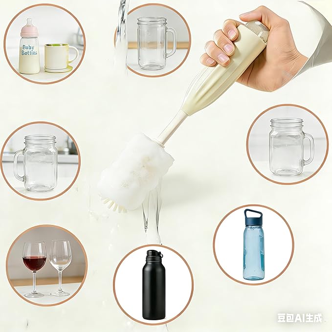 WHNL All-in-One Press-to-Foam Silicone Baby Bottle Cleaning Kit with Bottle Brush, Nipple/Straw Brushes, Tabletop Dring Rack, BPA Free for Baby Bottles, Breast Pumps,Small Appliances,Travel-Friendly