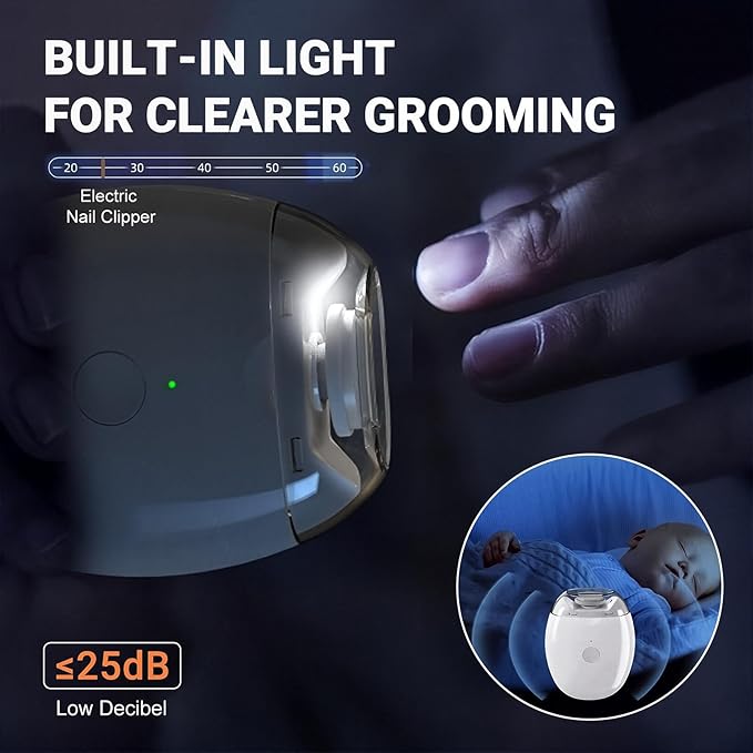 Saker 2026 Electric Automatic Nail Clipper & Trimmer, Rechargeable 3-Speed Nail Trimmer with Long Battery Life, Compact Baby Nail Clipper for Nail Care at Home or Travel, for Senior Kid Adult (3)