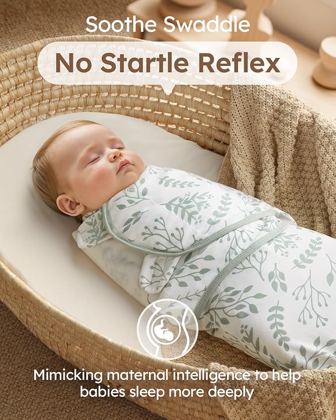 Yoofoss Baby Swaddles for Newborns 100% Organic Cotton, Adjustable Swaddle Sleep Sack 3-6 Months Newborn Swaddle Sack, Breathable Soft(Medium)