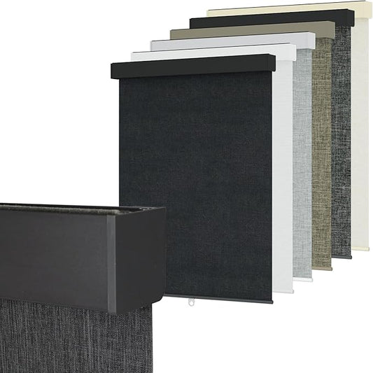 Blackout Roller Shades Blinds for Windows, Free-Stop Cordless Roller Shades with Valance, Thermal Insulated Fabric Window Blinds UV Protection for Home, Bedroom, Deep Grey, 16" W x 72" H
