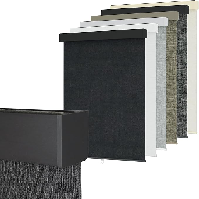 Blackout Roller Shades Blinds for Windows, Free-Stop Cordless Roller Shades with Valance, Thermal Insulated Fabric Window Blinds UV Protection for Home, Bedroom, Deep Grey, 50" W x 72" H