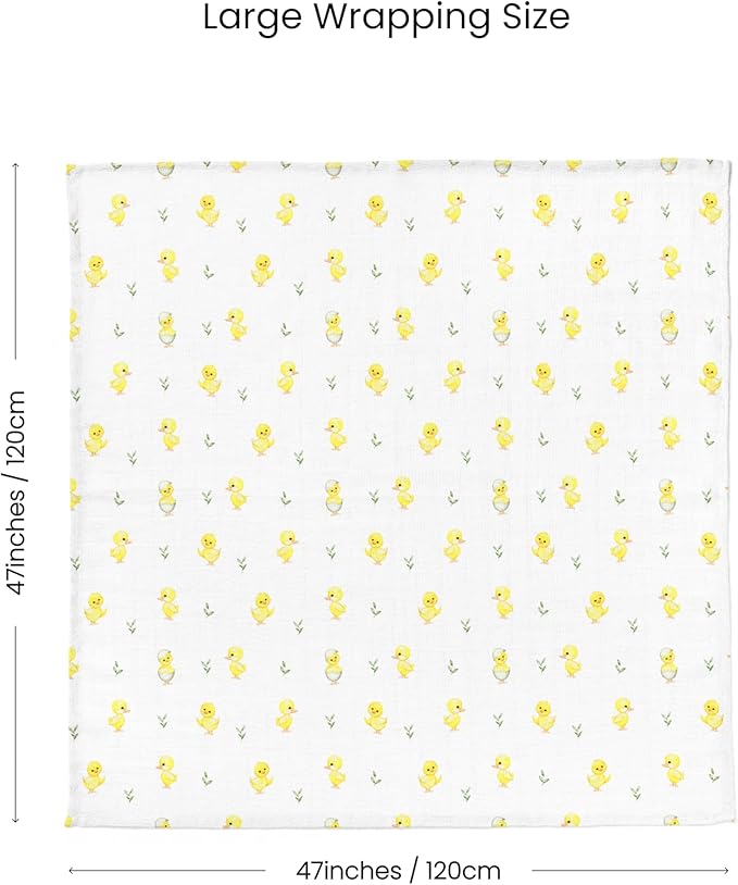 Muslin Swaddle Blankets, Soft Breathable Cozy Baby Blankets for Newborn Boys and Girls, 47” X 47“, 2 Pack Receiving Swaddles, 70% Viscose from Bamboo 30% Cotton (Playful Pals)