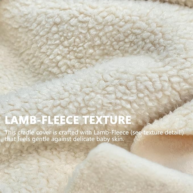 Lamb-Fleece Bassinet Sheets for Baby, Cozy Warm Fitted Sheets for Rectangle, Oval, Hourglass Bassinet Mattress, Muslin Moses Basket Sheets with Neutral Style 32"x16"(Beige)