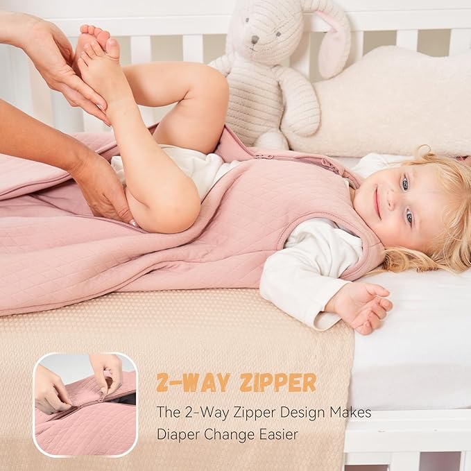 Yoofoss Baby Sleep Sack 6-12 Months TOG 2.5 Winter Baby Wearable Blanket, 100% Organic Cotton Infant Sleeping Sack 2-Way Zipper Warm Quilted Sleep Sack