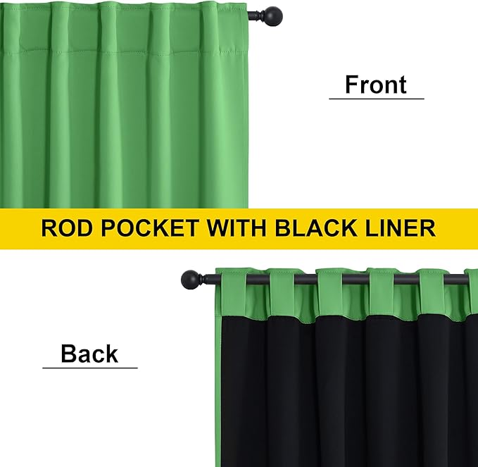 NICETOWN Forest Green Blackout Curtains, 2 Panels 52x84 Inches, Thermal Insulated & Energy Efficient Window Drapes for Bedroom & Living Room, Rod Pocket Back Tab, Full Shading for Light Sleepers