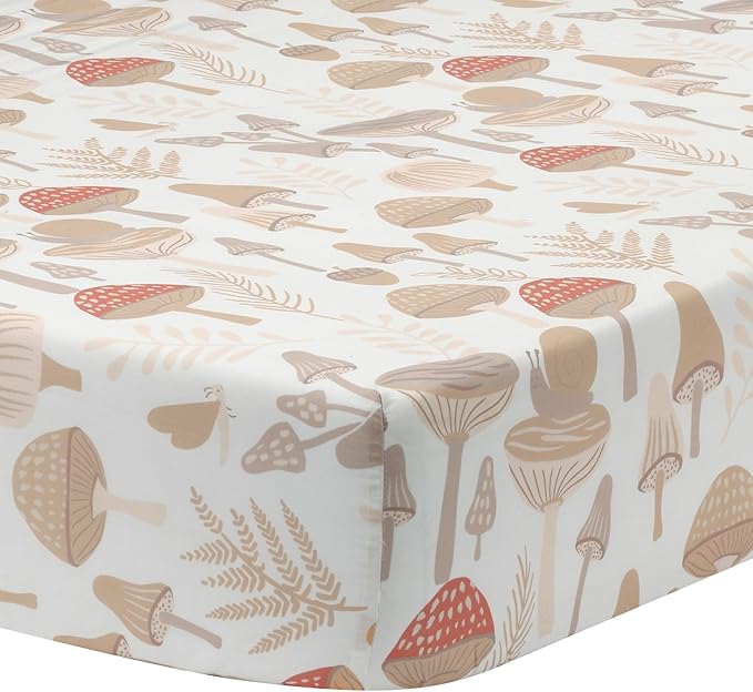 Lambs & Ivy Mushroom Meadow Organic Cotton Fitted Crib Sheet