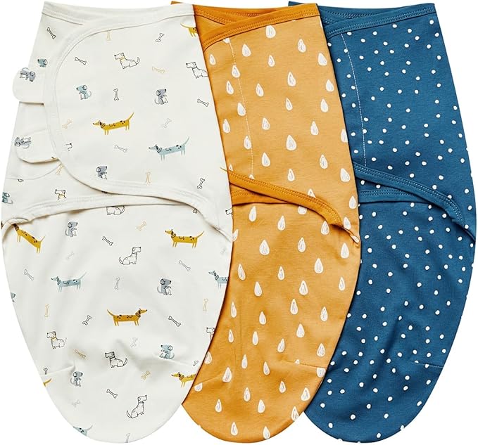 insular Baby Swaddle Wrap, Swaddle Blanket for Newborn and Infant, Adjustable Swaddling Set for Boy and Girl, Soft Cotton Baby Sleep Sack 3 Pack, Dachshund, Small(0-3 Month)