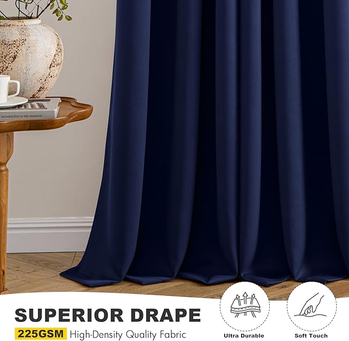 MIULEE Navy Blue Blackout Curtains for Bedroom Living Room 40 Inches Long 2 Panels, Thermal Insulated Room Darkening Drapes Solid Grommet Noise Reduction Light Blocking Window Treatments 40x40 Inch