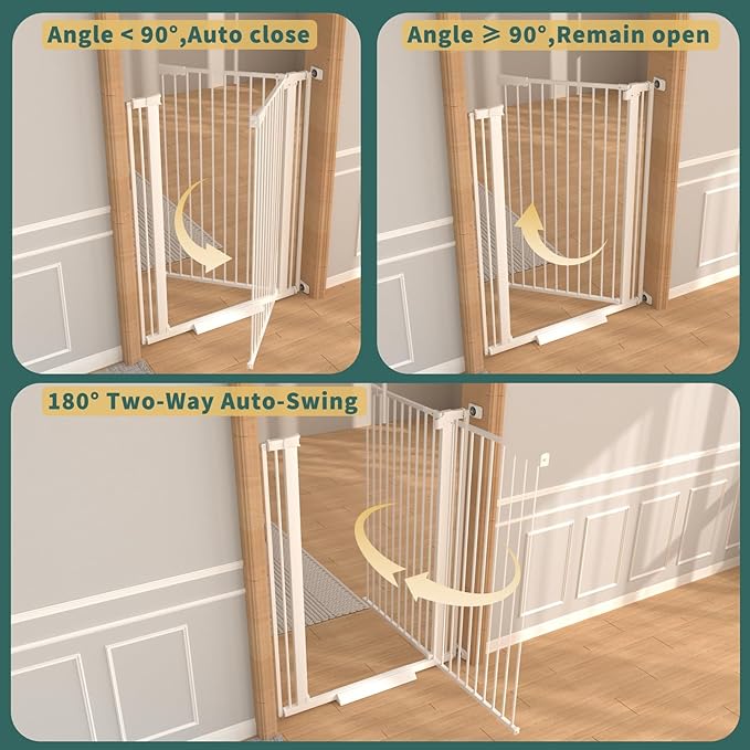 40.55" Tall 1.37" Ultra Narrow Spacing Dogs Pets Baby Gate for Doorway Hallway Safety Proof Indoor 61.61-69.48" Extra Wide Puppy Pressure Mounted No Drill Walk Through White Metal