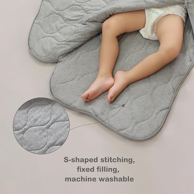 Mosebears Unisex Rayon Made from Bamboo Wearable Blanket with 2-Way Zipper,2.5 Tog Baby Winter Sleep Sack (Grey,0-6 Months)