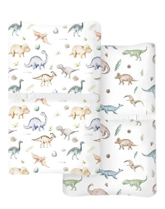 Changing Pad Cover for Baby Boys Girls 2 Pack, Fits Standard 32”×16” Changing Table Pads, Silky Breathable Stretch Knit, Machine Washable (Dino Pals)