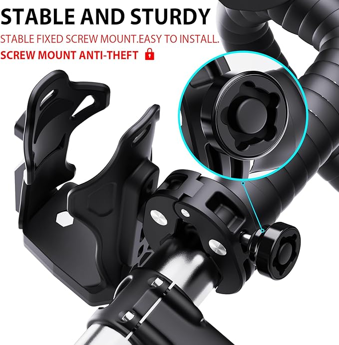 Extra Large Motorcycle Cup Holder Anti Theft, Mathtoxyz Bike Water Bottle Holder 1.95 – 3.6 inch Universal Size Handlebar Drink Holder Cage for Moto Bicycle, Boat, Scooter, Stroller, Wheelchair