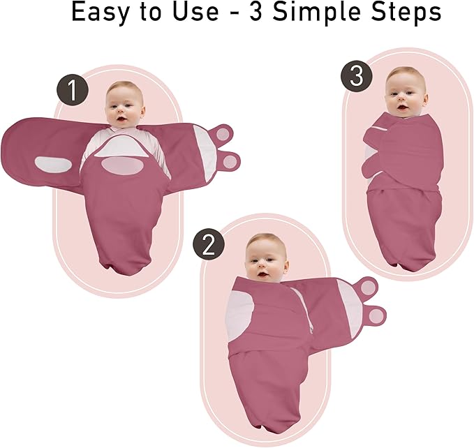 GLLQUEN BABY Girl Swaddles 0-3 Months - 3 Pack Baby Swaddles Sack for Newborn, Infant Sleep Sack, Easy Swaddling Wrap, Soft Color Gradient, Nursery Swaddle Blankets Essentials