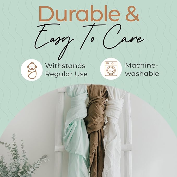 Fern & Avery Muslin Swaddle Blankets - Baby Swaddles - Soft Receiving Blanket for Newborn Baby Boy Or Baby Girl, Lightweight & Breathable Swaddle - Mint Theme