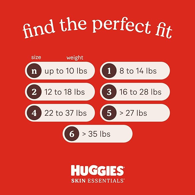 Huggies Size 4 Diapers, Skin Essentials Baby Diapers, Size 4 (22-37 lbs), 52 Count