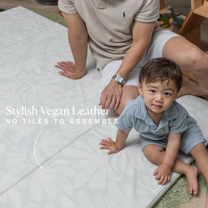 Toddlekind Tumble Mat – Foldable Memory-Foam Play Mat 4 × 6 ft – Cushioned Tumbling, Non-Toxic & Vegan Leather, Easy-Wipe, Portable Baby Play Gym (Green)