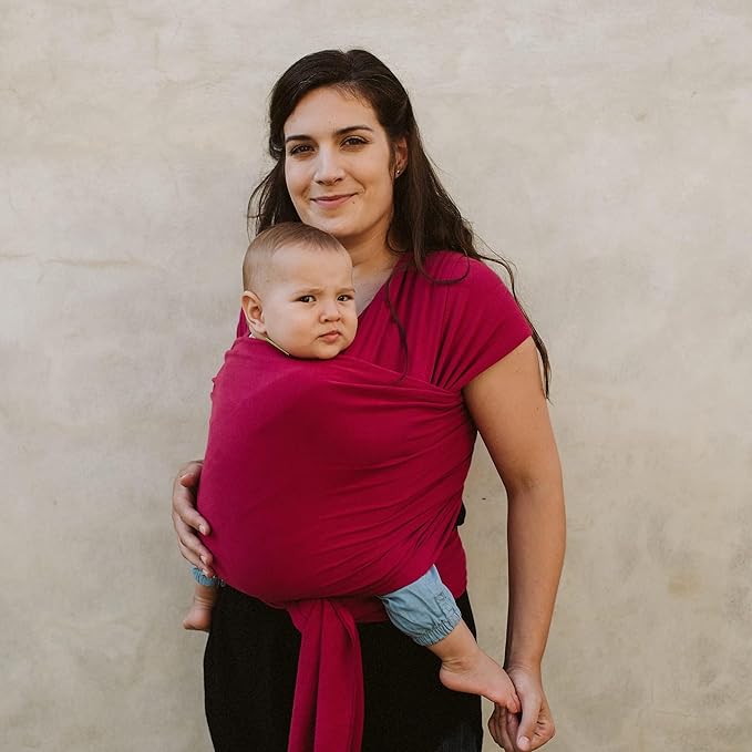 Boba Baby Wrap Carrier - Original Baby Carrier Wrap Sling for Newborns - Baby Wearing Essentials - Newborn Wrap Swaddle Holder, Newborn to Toddler Infant Sling (Sangria)