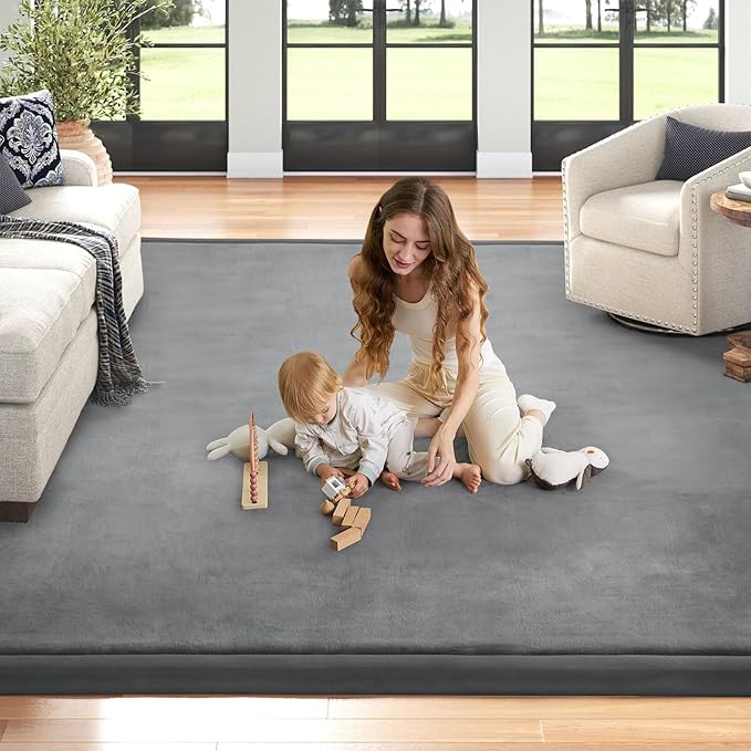 Baby Play Mat for Floor Tummy Time Nursery Muscle Mat Area Rug Playroom Rug Tatami Mat 50x50 Memory Foam 1.3" Thick Crawling for Babies,Toddlers, Infants, Kids,Floor Mat(Grey)