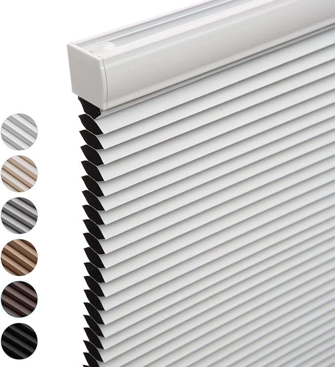 MYshade Cordless Blackout Cellular Shades for Windows, Honeycomb Window Shades with Thermal Insulation, Child & Pet Safe Room Darkening Shade, Easy Install, 40" W x 48" H, White