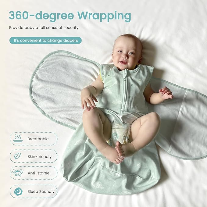 LILBESTIE Baby Swaddle Sleep Sack, 1.0 Tog New-Parent-Friendly Swaddle for Newborns & infant 6-12 Months Baby Wearable Blanket Reduce Startle Reflex, Newborn Boys Girls Registry Essentials