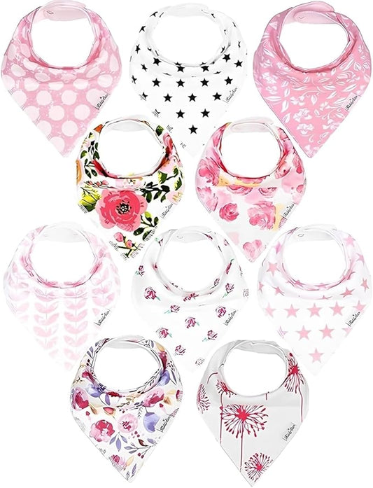 KiddyStar Organic Cotton Baby Bibs for Boys & Girls – Soft, Absorbent Teething & Drool Bibs - Adjustable Snaps for Toddlers