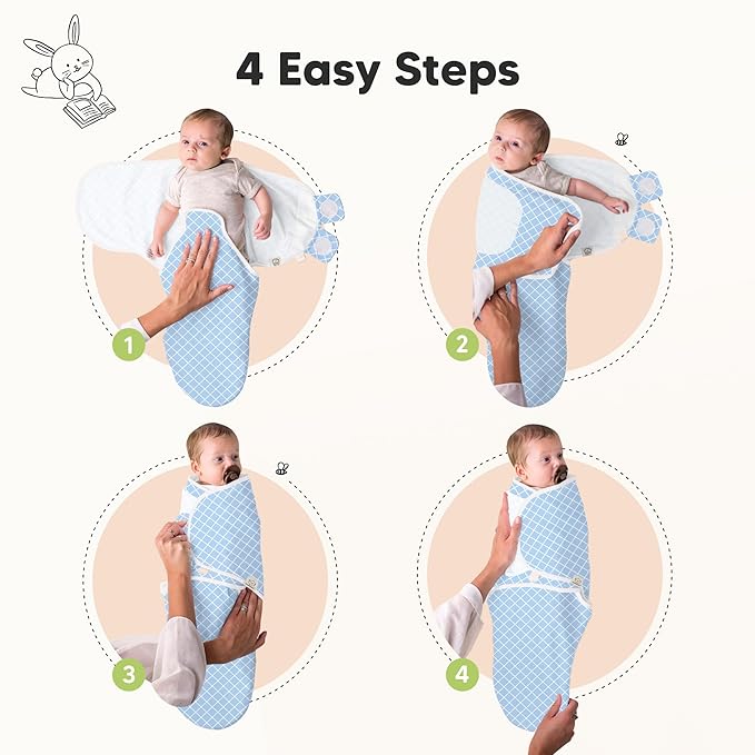 KeaBabies 3-Pack Organic Baby Swaddle Sleep Sacks - Swaddles for Newborns, Infant 0-3 Months, Baby Girls, Boys, Soft & Snug Newborn Sleep Sack, Nursery Swaddling Blankets (Storm)