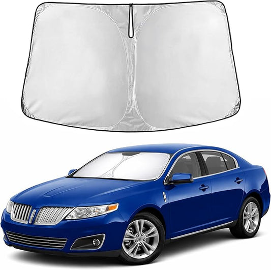 EcoNour Windshield Sunshade for Lincoln MKS 2009–2016 | Custom Fit Front Window Sun Shade | Blocks Harmful UV Rays & Reduces Heat | Foldable Sun Visor with Storage Pouch
