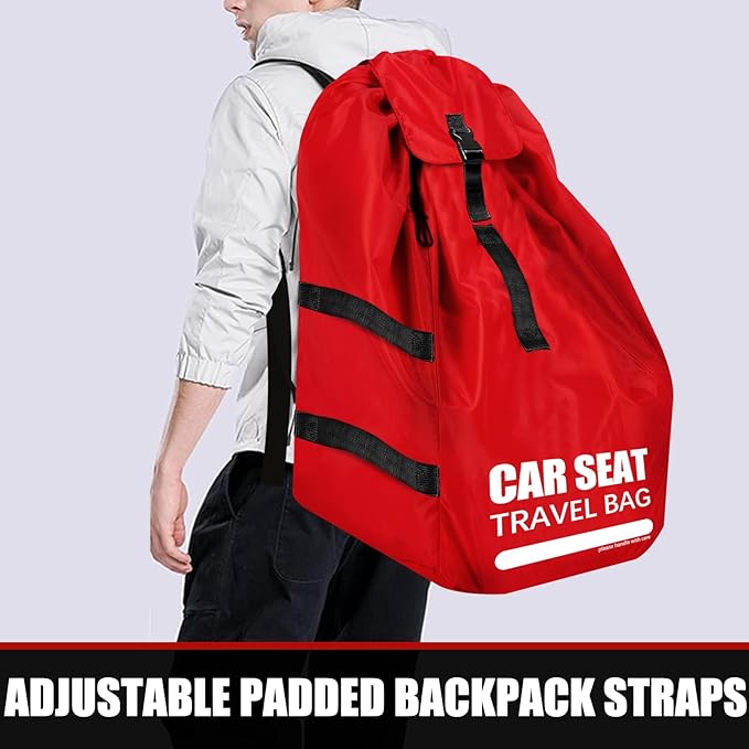 Car Seat Travel Bag for Airplane, Large Car Seat Bags for Air Travel with Comfort Padded Straps, Gate Check Storage Bag/Backpack for Carseat Airport, Carseat Cover Travel - Baby Travel Essential