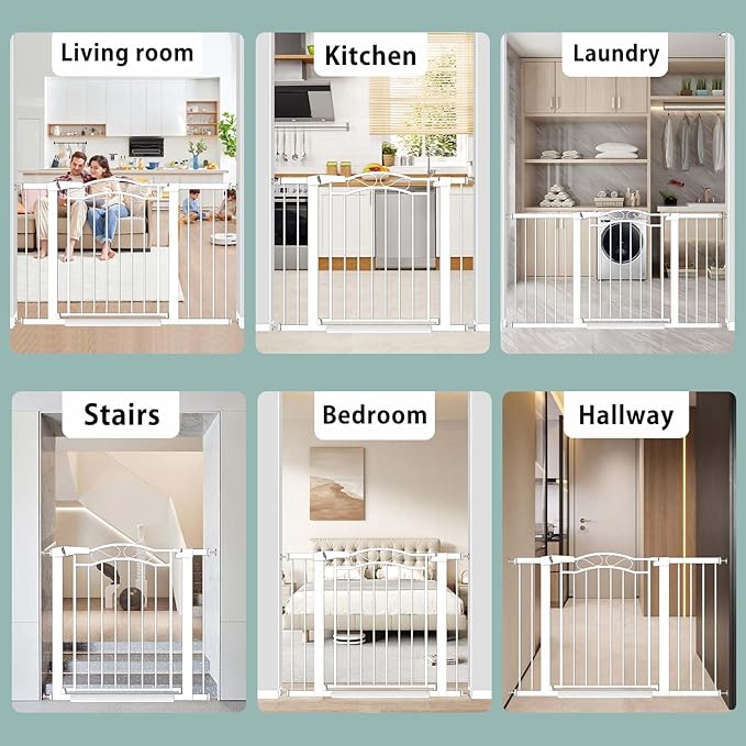 Fairy Baby 54.3"-57" Extra Wide Baby Gate Indoor for Kids Or Pets Walk Thru No Drill Long Dog Gates for The House Doorway Child Safety Gate
