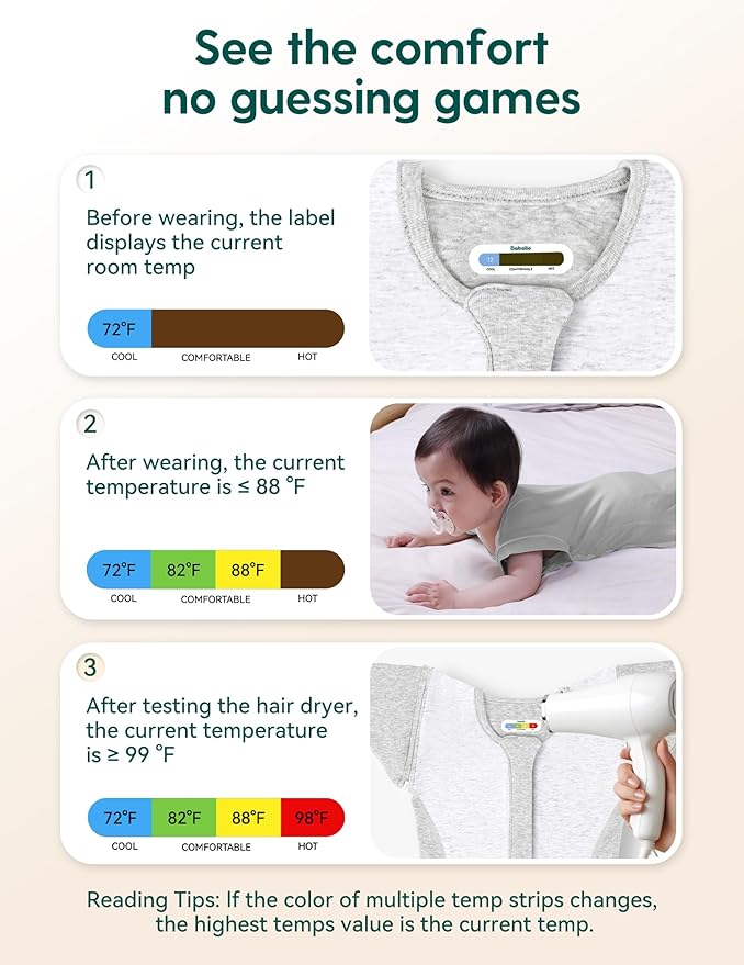 BABELIO Baby Swaddle Temp-Sensing Detachable Zip Sleeves Transitional Arms Up Swaddles 0-3 Months Soft Newborn Sleep Sack Light Gray
