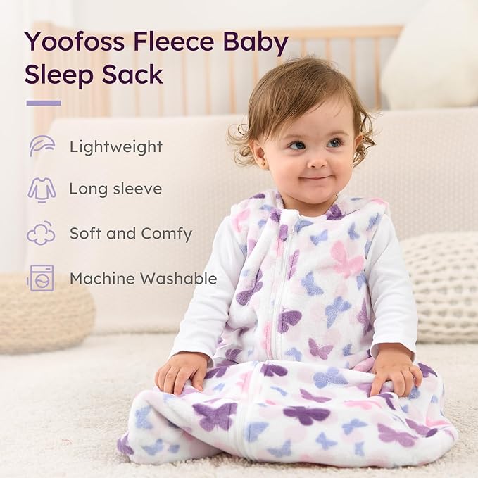 Yoofoss Baby Sleep Sack 12-18 Months, 1.5 Tog Sleep Sack, Fleece Baby Wearable Blanket with 2-Way Zipper, Toddler Sleeping Sack, Soft Warm Lightweight(Small)