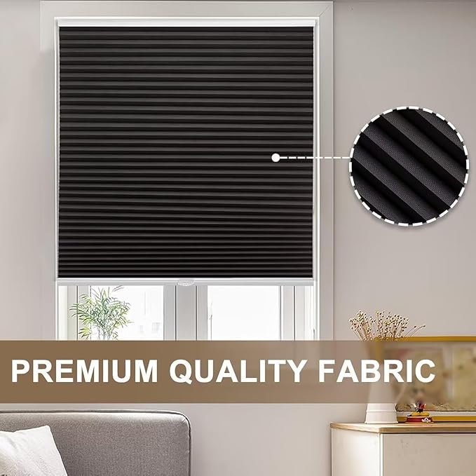 MYshade Cordless Blackout Cellular Shades, 1.5" Honeycomb Window Blinds for Bedroom & Nursery, Thermal Insulated, Noise Reducing, Privacy Shades, Inside or Outside Mount (42" W x 72" H, Black)