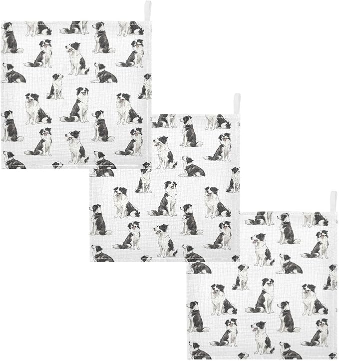vvfelixl Border Collies Poses Baby Burp Cloths Baby Muslin Washcloths for Boys Girls Cotton Babys Face Towel for Newborn Infants Soft and Absorbent 11.8 X 11.8 in, 5 Pack