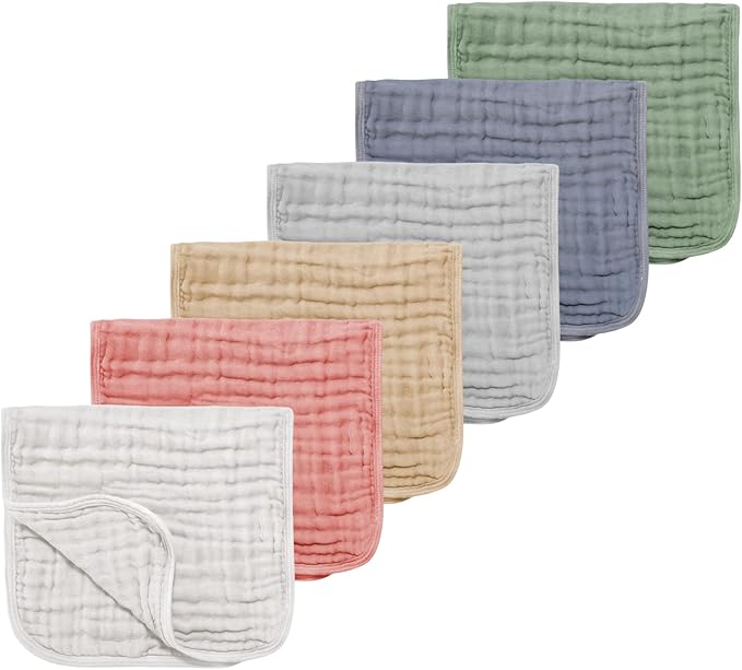TDHD Muslin Solid Burp Cloths 100% Cotton Large 18''x10'' Extra Soft and Absorbent Multifunctional 6 Pack Baby Burping Cloth for Unisex Boys Girls (All)
