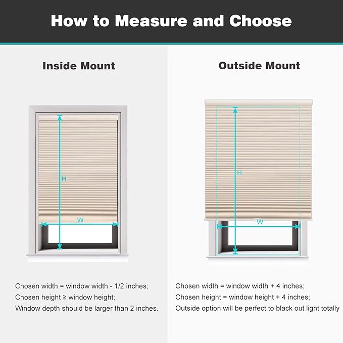 Changshade Cordless Cellular Shades, Blackout Honeycomb Shades for Windows, Pull Down Pleated Blinds, Easy to Install for Indoor Windows and French Doors,58" W x 72" H, Beige