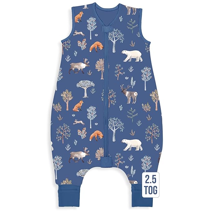 Mama Cheetah Toddler Sleep Sack with Feet 3T - 4T, 2.5 TOG Organic Cotton Baby Sleeping Bag with Legs, Baby Wearable Blankets for Walkers w/ 2-Way Zipper, Baby Sleep Sack for Girls & Boys, Large