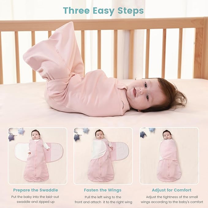 LILBESTIE Baby Swaddle Sleep Sack, 1.0 Tog New-Parent-Friendly Swaddle for Newborns & infant 0-3 Months Baby Wearable Blanket Reduce Startle Reflex, Newborn Boys Girls Registry Essentials