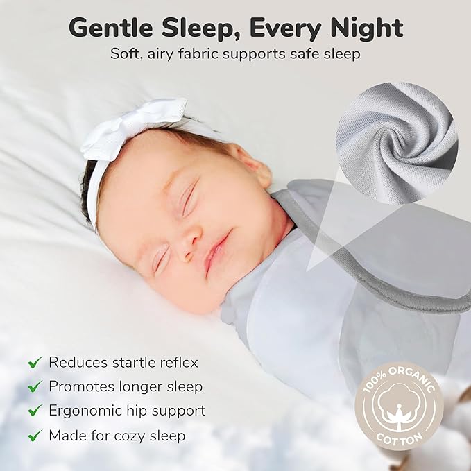 Mama Cheetah Baby Swaddle Sack, Organic Swaddle Blanket, Newborn Swaddling Sleep Sacks, Adjustable Easy Swaddles for Boy Girl 0-3 Month, Baby Essentials, Nursery Swaddling, 3-Pack