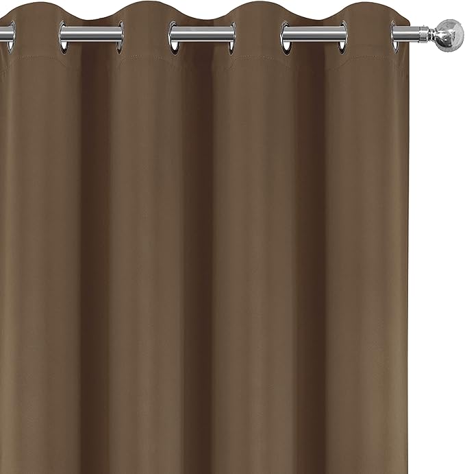 LEMOMO 100% Blackout Curtains 52 x 95 Inch Cappuccino Curtains 2 Panels Darkening Thermal Insulated Bedroom Curtains