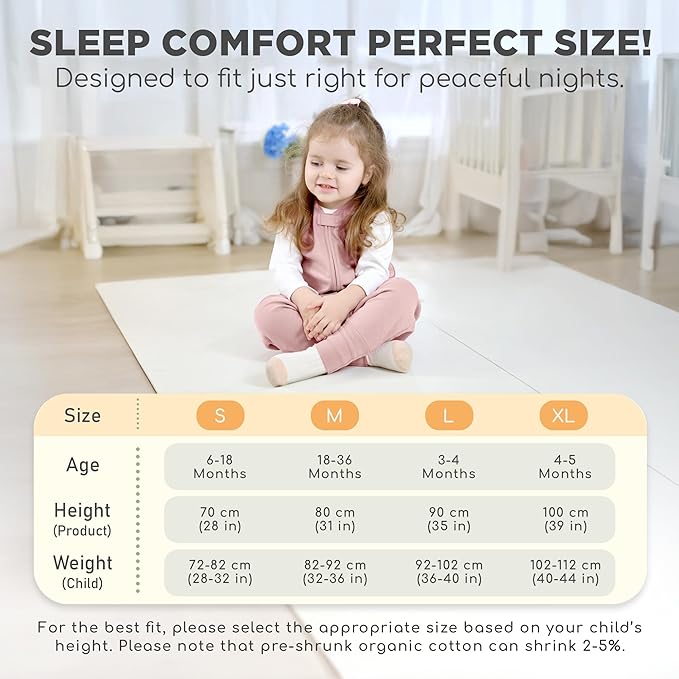 Mama Cheetah Toddler Sleep Sack with Feet, 0.5 TOG Organic Cotton Baby Wearable Blankets with Legs, Baby Sleeping Bag for Walkers, Early Walker 6-18 Month