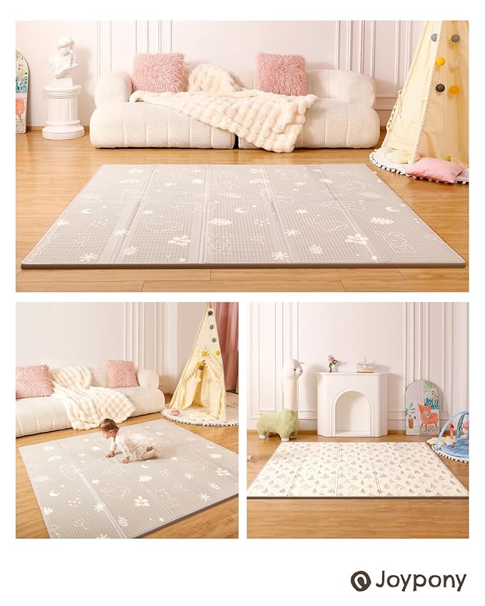 Baby Play Mat, 50 x 50 Inch Foldable Play Mats for Babies and Toddlers, Waterproof & Anti-Slip Portable Baby Floor Mat for Playpen with Travel Bag
