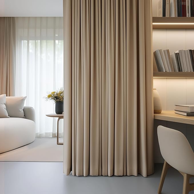 FMFUNCTEX 100% Brown Blackout Patio Sliding Glass Door Curtains 84 inch Length, Grommet Extra Wide Living Room Divider Curtains, Thermal Insulated Curtain Drapes for French Door/Bedroom 1 Panel